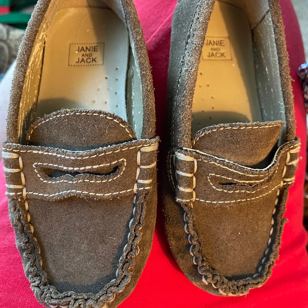 Janie & Jack Toddler Brown Suede Leather Loafers Slip-on Shoes 7